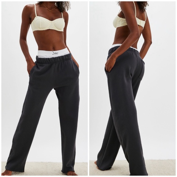 Free People Pants - NWT Free People NSF Rowan Straight Leg Sweatpants - light black grey - large